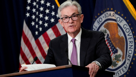 El presidente de la Reserva Federal de EEUU, Jerome Powell, durante una rueda de prensa tras la reunión del Comité de Mercado Abierto, sobre tipos de interés, en Washington. REUTERS/Elizabeth Frantz