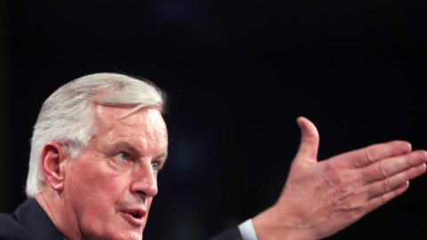 14/11/24018.- El negociador jefe de la Unión Europea (UE) para el "brexit", Michel Barnier, ofrece una rueda de prensa hoy, miércoles 14 de noviembre de 2018, en Bruselas (Bélgica). Barnier aseguró hoy que el acuerdo sobre la salida del Reino Unido de