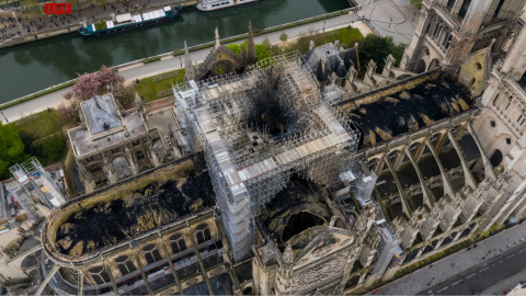 Imagen de Notre Dame desde el cielo.