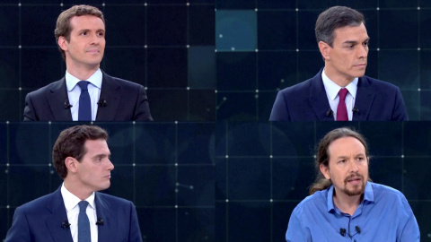 Pablo Casado (PP), Pedro Sanchez (PSOE), Albert Rivera (Ciudadanos) y Pablo Iglesias (Unidas Podemos), en el debate electoral en TVE. REUTERS