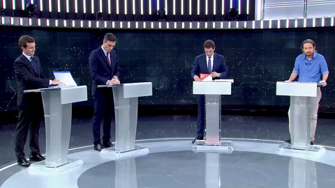 Pablo Casado (PP), Pedro Sanchez (PSOE), Albert Rivera (Ciudadanos) y Pablo Iglesias (Unidas Podemos), en el debate electoral en TVE. REUTERS