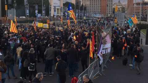 Els CDR a l'alçada de la plaça Espanya. CDR