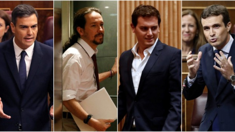 Pedro Sánchez, Pablo Iglesias, Albert Rivera y Pablo Casado. / AGENCIAS