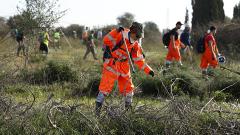 Un grupo de voluntarios rastrea los alrededores de la localidad de Torrent, València, tras la DANA.