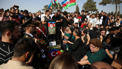 Funeral de un soldado de Azerbaiyán en el conflicto con Armenia. En Bakú, a 14 de septiembre de 2022.