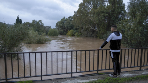 Un hombre observa el rio Guadiaro este jueves, por Jimena de la Frontera (Cádiz).