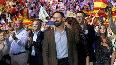 Santiago Abascal en el acto de Vox en Vistalegre.