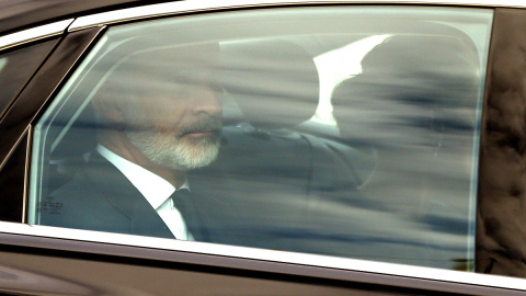 Los reyes Felipe VI y Letizia a su llegada a la Capilla Ardiente de la Isabel II, en el Palacio de Westminster.