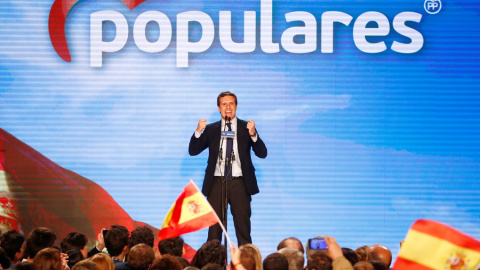 El líder del PP, Pablo Casado, en un acto previo al arranque de la campaña electoral para el 28-A. REUTERS/Juan Medina