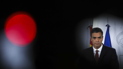 El presidente del Gobierno, Pedro Sanchez, en una comparecencia en el Palacio de la Moncloa. REUTERS/Susana Vera