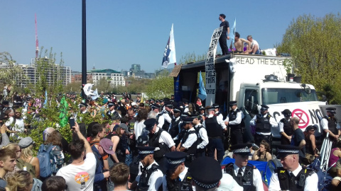 Manifestantes de Extinction Rebellion en Londres./Cristina Casero.