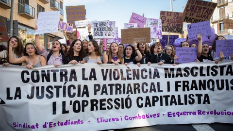 La mobilització estudiantil de la vaga feminista del 8-M. EUROPA PRESS.