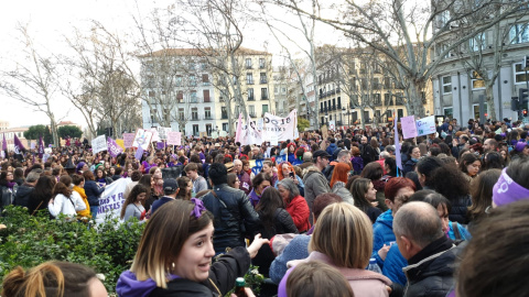 Imagen de la manifestación feminista en las inmediaciones de Atocha.- FERMÍN GRODIRA