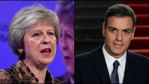 La primera ministra, Theresa May, y el presidente del Gobierno, Pedro Sánchez - Reuters