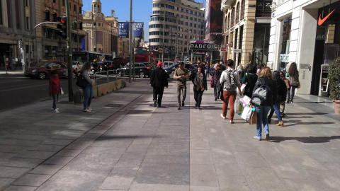 Ampliación de las aceras de la Gran Vía en Madrid./ MPT