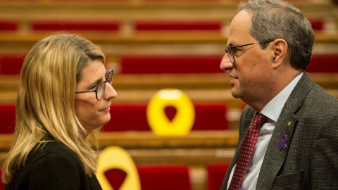 Quim Torra y Elsa Artadi en el Parlament. | EFE