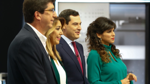 Los candidatos y candidatas, antes del debate en Canal Sur. Europa Press