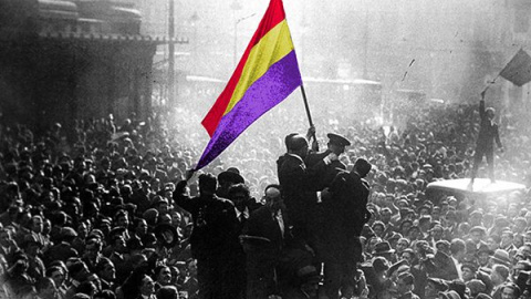 Celebración por la proclamación de la II República en España. Madrid, 14 de abril de 1931.