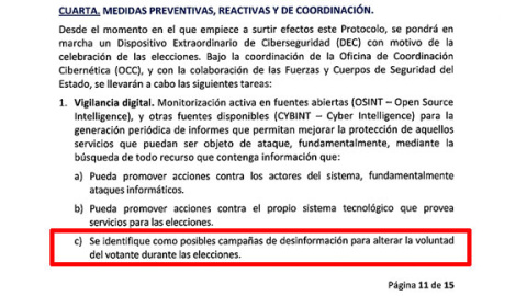 Extracto de la instrucción de Interior.