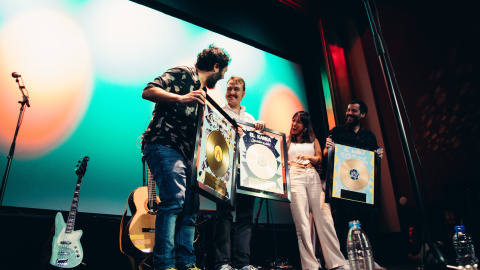 El Kanka, durante el concierto en los Cines Callao de Madrid.