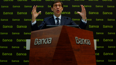 El presidente de Bankia, José Ignacio Goirigolzarri,durante su comparecencia ante los medios en la que presentó el Plan Estratégico 2018-2020 de la entidad. REUTERS/Susana Vera