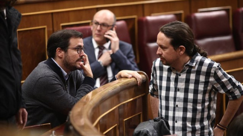 Alberto Garzón y Pablo Iglesias en el hemiciclo del Congreso / Imagen de archivo - EUROPA PRESS