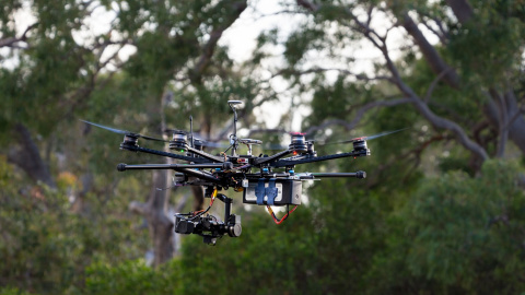 Dron utilizado en la detección de koalas en Queensland./QTU