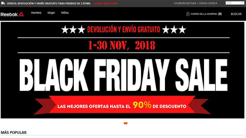 Pantalla de la web fraudulenta 'reebokventas.online'.