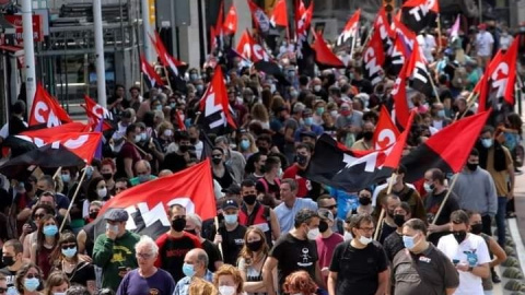 Manifestación en solidaridad con los encausados en Gijón.