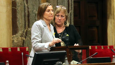 La llavors presidenta del Parlament, Carme Forcadell, després de votar la Declaració d'Independència al Parlament, el 27 d'octubre del 2017.