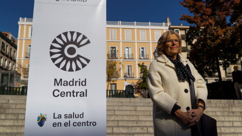 La alcaldesa de Madrid, Manuela Carmena, asiste a un acto de arranque de Madrid Central. EFE/ Emilio Naranjo