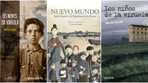 La novela juvenil 'Los niños de la viruela', de María Solar, y el cómic 'Nuevo mundo', de El Primo Ramón.