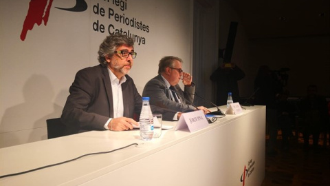 Jordi Pina i Jaume Padrós a la roda de premsa. EUROPA PRESS.