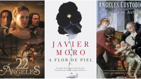 El telefilme '22 ángeles', de Miguel Bardem, y las novelas 'A flor de piel', de Javier Moro, y 'Ángeles Custodios', de Almudena de Arteaga.