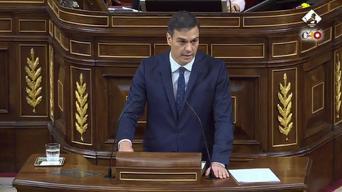 Imagen del presidente del Gobierno, Pedro Sánchez, en el Pleno del Congreso de los Diputados.