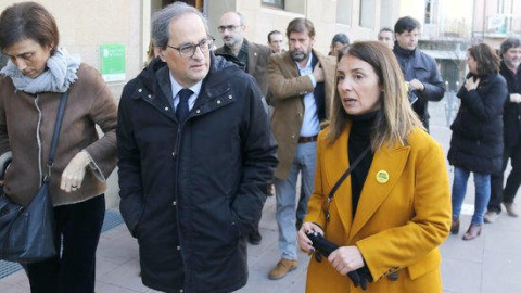 El president Quim Torra acompanyat de la propera consellera de Presidència i portaveu del Govern, Meritxell Budó.