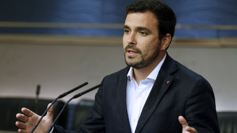 Alberto Garzón, durante una rueda de prensa. EFE