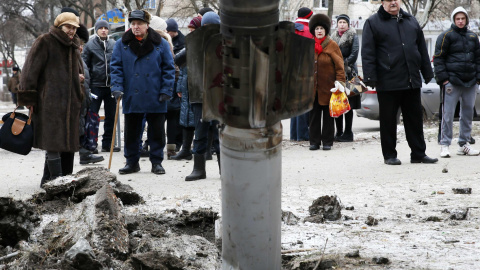 Un misil caído en la ciudad de Kramatorsk. - REUTERS