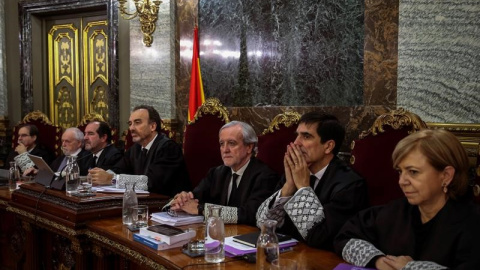 Magistrats de la Sala del Suprem durant el judici de l'1-O. EFE