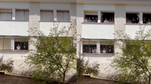 Dos momentos del vídeo en el que las alumnas y alumnos del Instituto Pérez de Guzmán responde a los cánticos machistas del Elías Ahuja