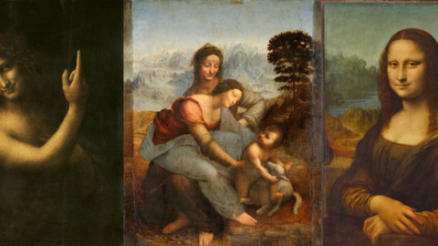 Leonardo da Vinci viajó a Francia, donde residió los últimos tres años de su vida, con estas tres obras maestras: San Juan Bautista, Santa Ana con la Virgen y el Niño y La Gioconda