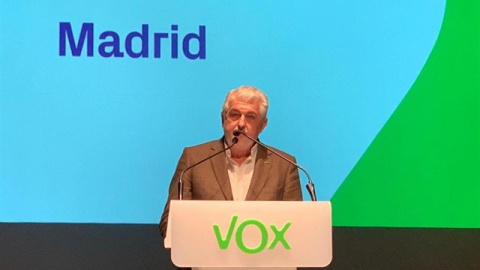 Jorge Cutillas, candidato de Vox al Congreso de los Diputados por La Rioja, en un acto en Madrid. / EUROPA PRESS -VOX