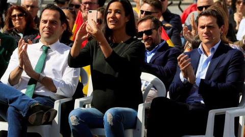 De izquierda a derecha, Ignacio Aguado, Begoña Villacís y Albert Rivera en un reciente acto electoral de Ciudadanos en Madrid. (FERNANDO ALVARADO | EFE)