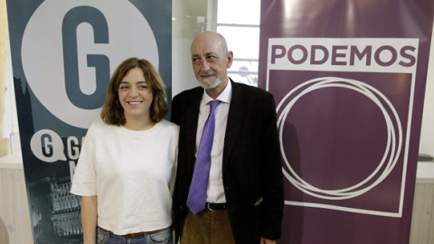 La portavoz de Ganemos Madrid, Celia Meyer, y el secretario local de Podemos, Jesús Montero, en la presentación de su acuerdo / EFE