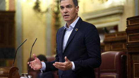 El presidente del Gobierno, Pedro Sánchez, interviene durante una sesión plenaria en el Congreso de los Diputados, a 13 de octubre de 2022.