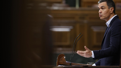 El presidente del Gobierno, Pedro Sánchez,  este jueves en el Congreso para informar de las medidas económicas y sociales adoptadas ante la crisis provocada por la guerra en Ucrania y para dar cuenta de la reunión del último Consejo Europeo.