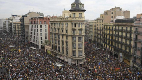 Fotografia de les mobilitzacions durant la vaga del 3 d'octubre de 2017 a Barcelona. @CGTCatalunya