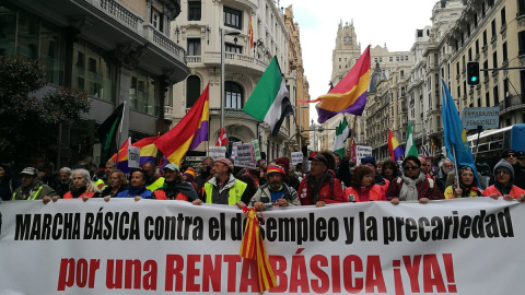 Cientos de personas, venidas de todas las partes de España, se han manifestado en la capital para protestar contra el desempleo y la precariedad./ Twitter