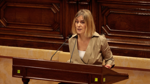 La presidenta del grup parlamentari d'En Comú Podem, Jéssica Albiach, durant el debat de política general al Parlament.