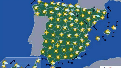 Mapa significativo facilitado por la Aemet elaborado el 11/05/2019 y válido para el 12/05/2019 de 0 a 12 horas. EFE/Aemet